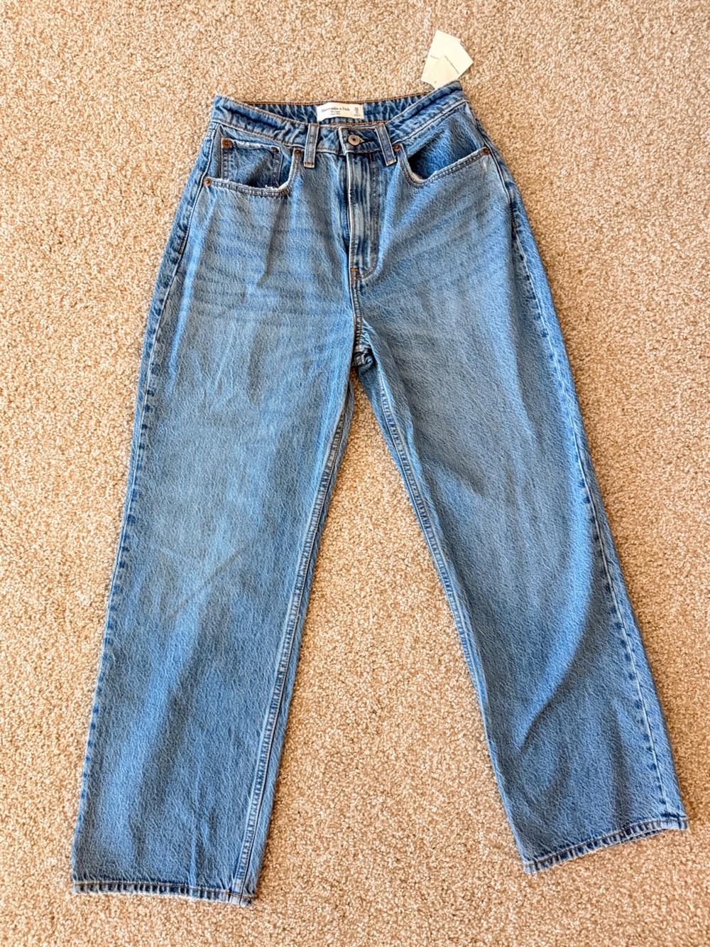 Abercrombie & Fitch Straight Leg Jeans — Light Blue Denim